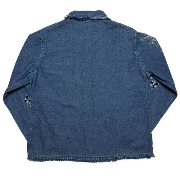 Keren Hart Floral Embroidered Denim Jacket Vintage Y2K Women's Medium Bohemian - Picture 7 of 12